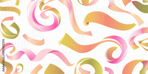 Abstract seamless pattern with colorful purple and pink waves featuring artistic vector swirls and light blue curves for a decorative backdrop illustration or wallpaper style banner