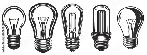 Set Light Bulb Creative Idea and Innovation Symbols for innovation, imagination, and successful profit in global business.