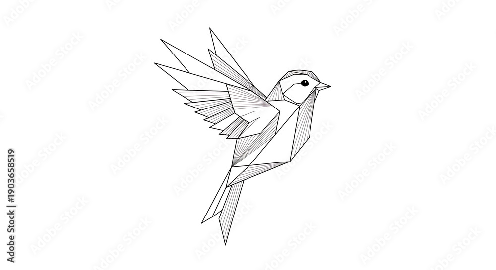 Fototapeta premium Geometric illustration of a bird in flight with minimalist design.