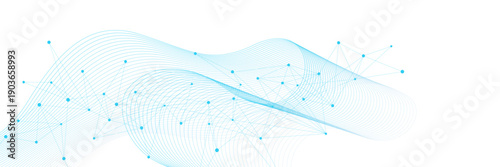 Molecular structure and genetic engineering with connecting the dots lines and wave flow. Design for scientific research, medical innovation and science. Vector
