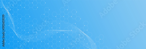 Medical and health care background with hexagons pattern and wave flow. Modern medicine and science template design. Vector