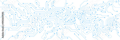 Modern circuit board technology or lines diagram connection. Futuristic network connection, motherboard computer and quantum computer design concept. Vector