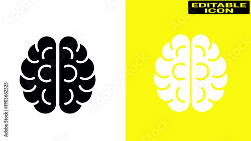 Detailed illustration of two brains on a grid background with different shading techniques Vector, illustration