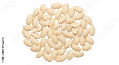 Photos Pile of blanched almonds isolated PNG on transparent background, healthy snack f