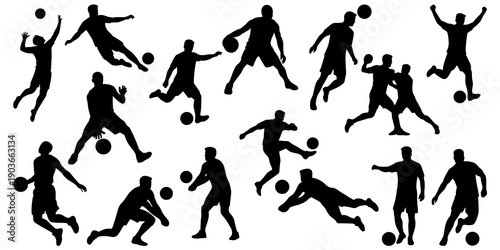 Soccer Player Action Silhouettes Set