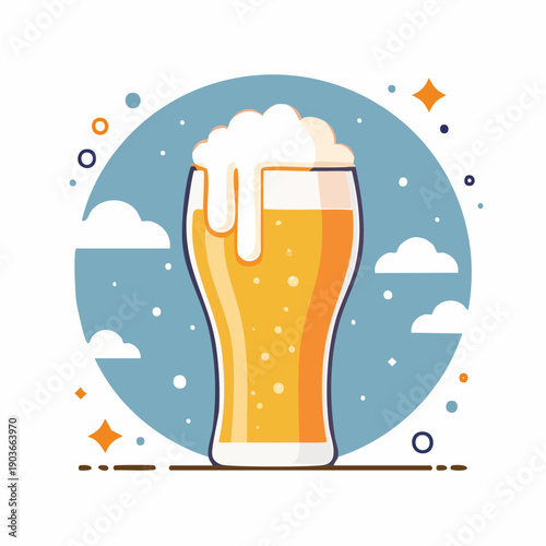 Enjoy a cool, bubbly glass of crisp golden beer, an inviting illustration symbolizing refreshment