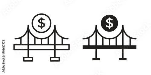 Bridging loan icon vector on trendy design. Outline vector stock illustration.