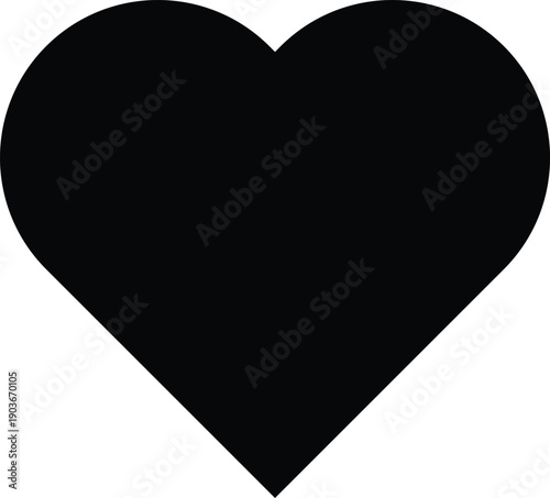 Solid black heart shape isolated on a clean white background representing love symbol