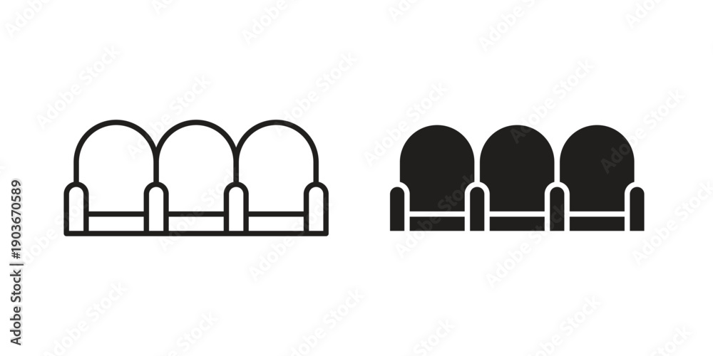 Fototapeta premium Cinema seat icon vector on trendy design. Outline vector stock illustration.