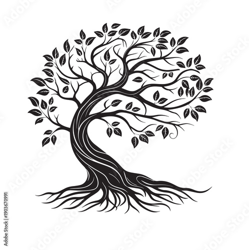 "Circle of Life: Tree Silhouette Icon"