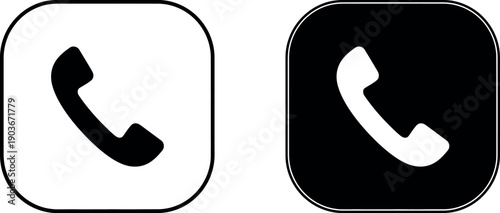 Black and white phone on white background phone telephone communication contact call handset symbol