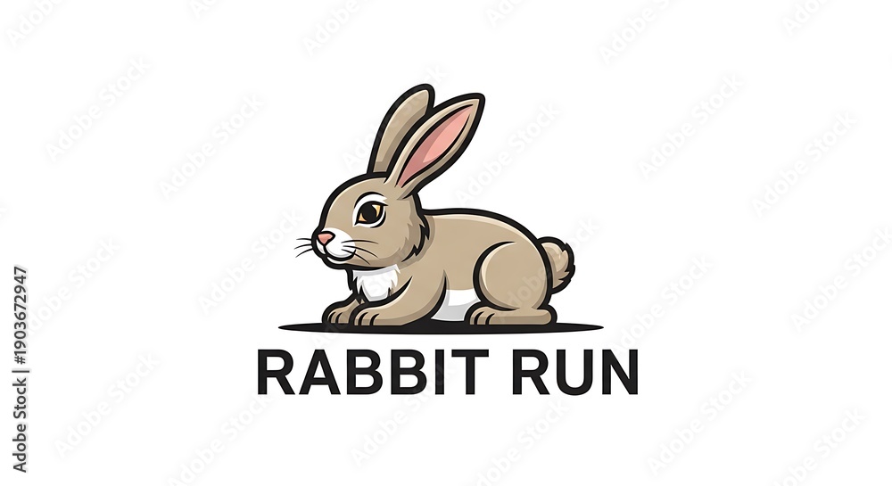 Fototapeta premium Rabbit Run Logo - A Cute and Playful Design for Your Brand.