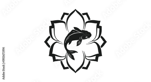 Koi fish swimming inside a blooming lotus flower represents inner peace today.