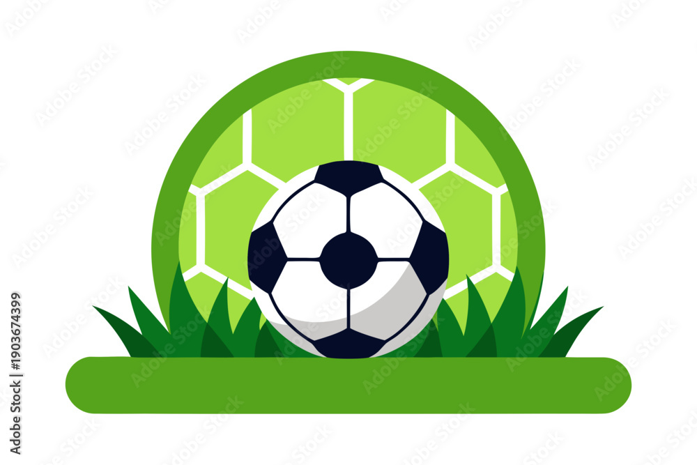 Obraz premium A vector graphic illustration of a soccer ball on a green field