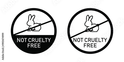 Not cruelty free logo template with rabbit icons for product labeling