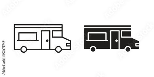 Food truck icon vector on trendy design. Outline vector stock illustration.