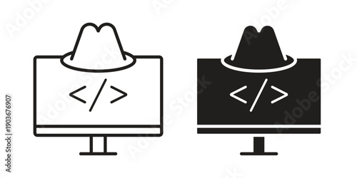 Hacker icon vector on trendy design. Outline vector stock illustration.