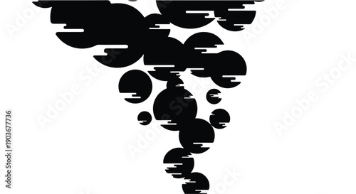 Abstract circles form a cascading pattern on a clean white background surface.