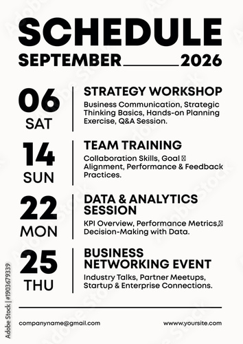 Event Release Calendar Poster with Event Schedule