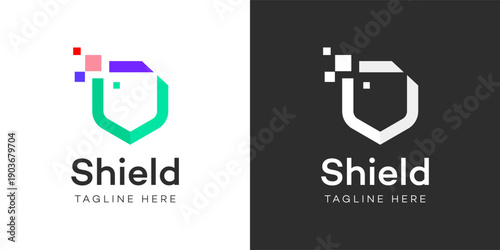 Digital Shield Logo  Cybersecurity Protection Icon Design