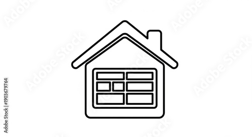 Simple modern house icon with chimney and windows