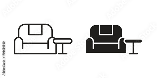 Lounge icon vector on trendy design. Outline vector stock illustration.