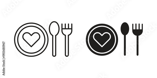 Love Plate icon vector on trendy design. Outline vector stock illustration.