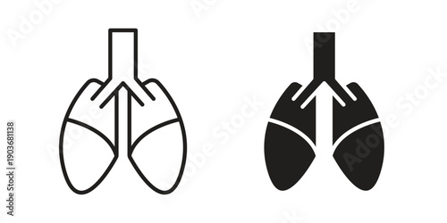Lungs icon vector on trendy design. Outline vector stock illustration.