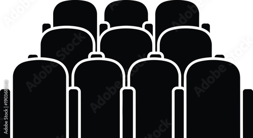 Cinema or stadium seats. Booking movie tickets or event seats vector silhouette. 