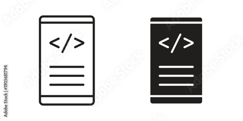 Mobile apps development icon vector on trendy design. Outline vector stock illustration.