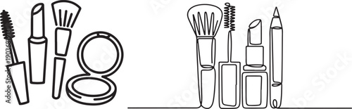 Set of makeup tools.one line icon illustration with white background