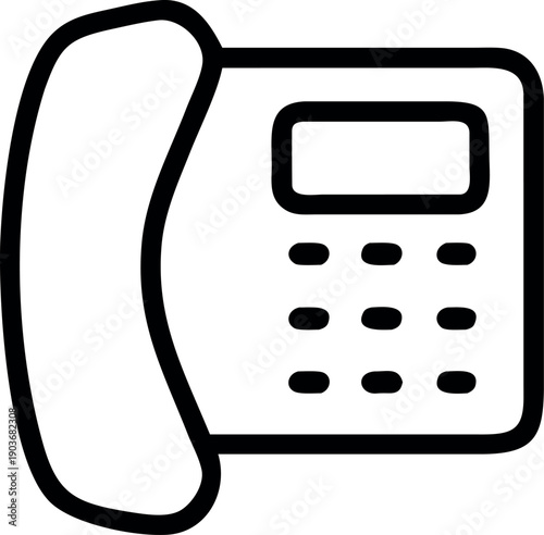 Landline Telephone Icon With Keypad And Screen