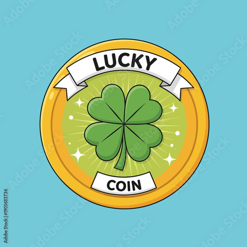 Lucky Clover Coin - Four Leaf Symbol of Fortune and Success