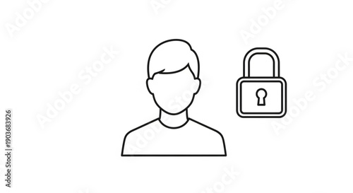Person with secure identity and locked padlock for safety