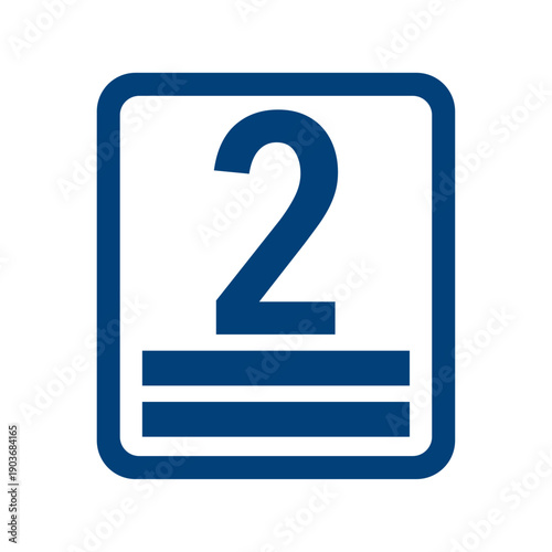 Modern calendar icon with number two on white background