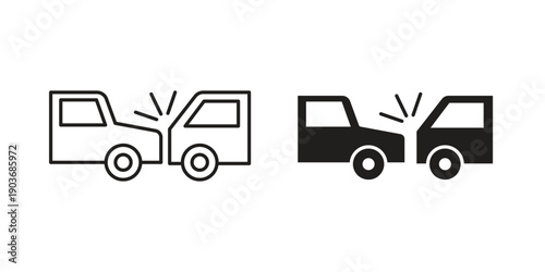 Rear end collision icon vector on trendy design. Outline vector stock illustration.