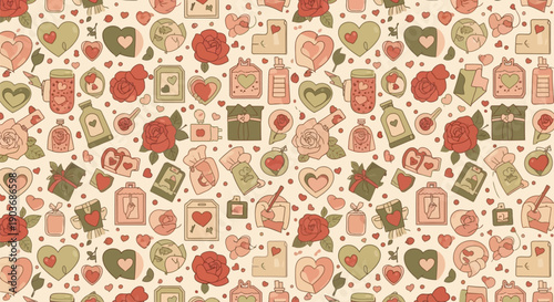 Intricate layers of a decorative pink valentine heart design with floral patterns
