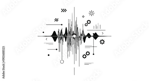 Abstract Digital Waveform and Data Visualization with Geometric Infographic Elements