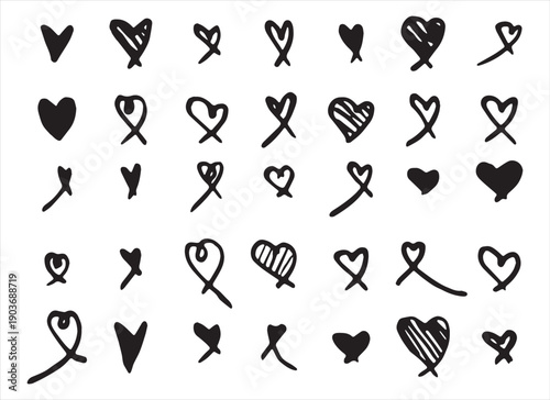 Seamless vector heart icons pattern set for love and design
