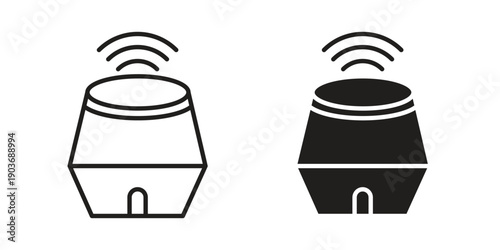 Smart speaker icon vector on trendy design. Outline vector stock illustration.