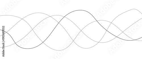 Technology abstract lines on white background. Undulate Grey Wave Swirl, frequency sound wave, twisted curve lines with blend effect