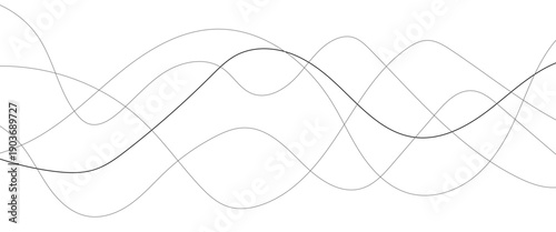 Technology abstract lines on white background. Undulate Grey Wave Swirl, frequency sound wave, twisted curve lines with blend effect