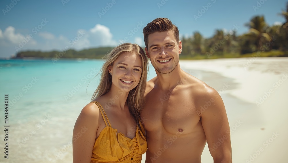 Fototapeta premium Joyful couple at the beach