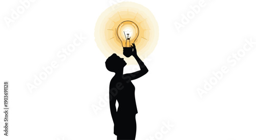 Radiant idea concept silhouette holding a glowing lightbulb, symbolizing creative inspiration and ingenuity