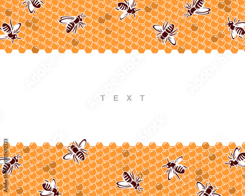 Bee and honey background, pattern set. Collection icon bee and honey. Vector