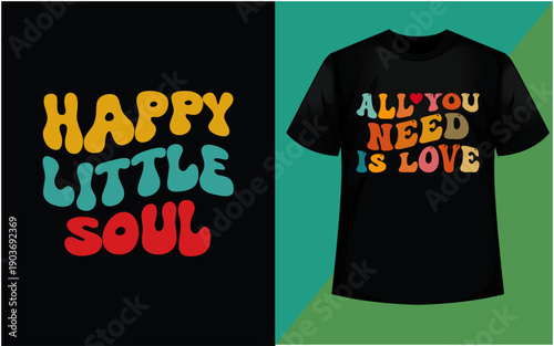 Colorful t-shirt designs featuring uplifting messages for children and loved ones