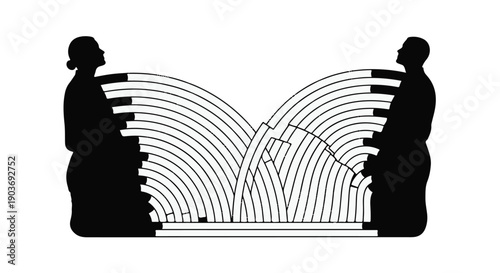 Abstract visualization of digital communication flow and human connection, symbolizing information exchange and interaction