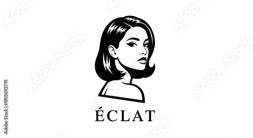 Elegant Woman Portrait with Eclat Text Logo.