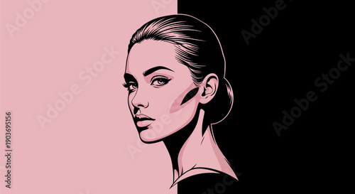 Elegant Woman with Updo Hairstyle and Subtle Makeup.