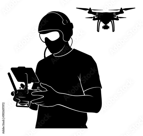 Drone Pilot Silhouette - Minimalist Vector Icon